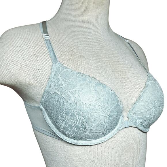 Victoria Secret 34C Racerback Demi lace bra green front clip lightly lined cups - Picture 6 of 6